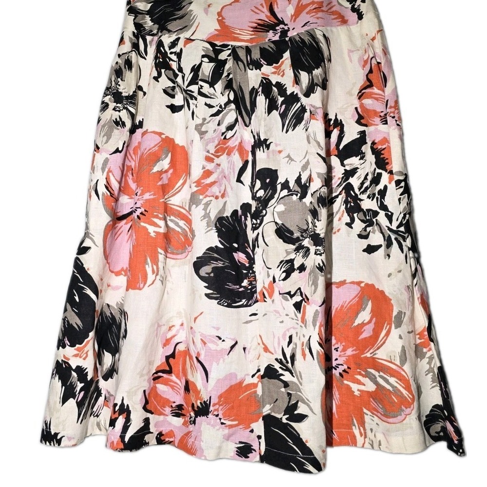 Yarns & Stitches 100% Linen Womens Skirt Size 8 A Line Floral Print
